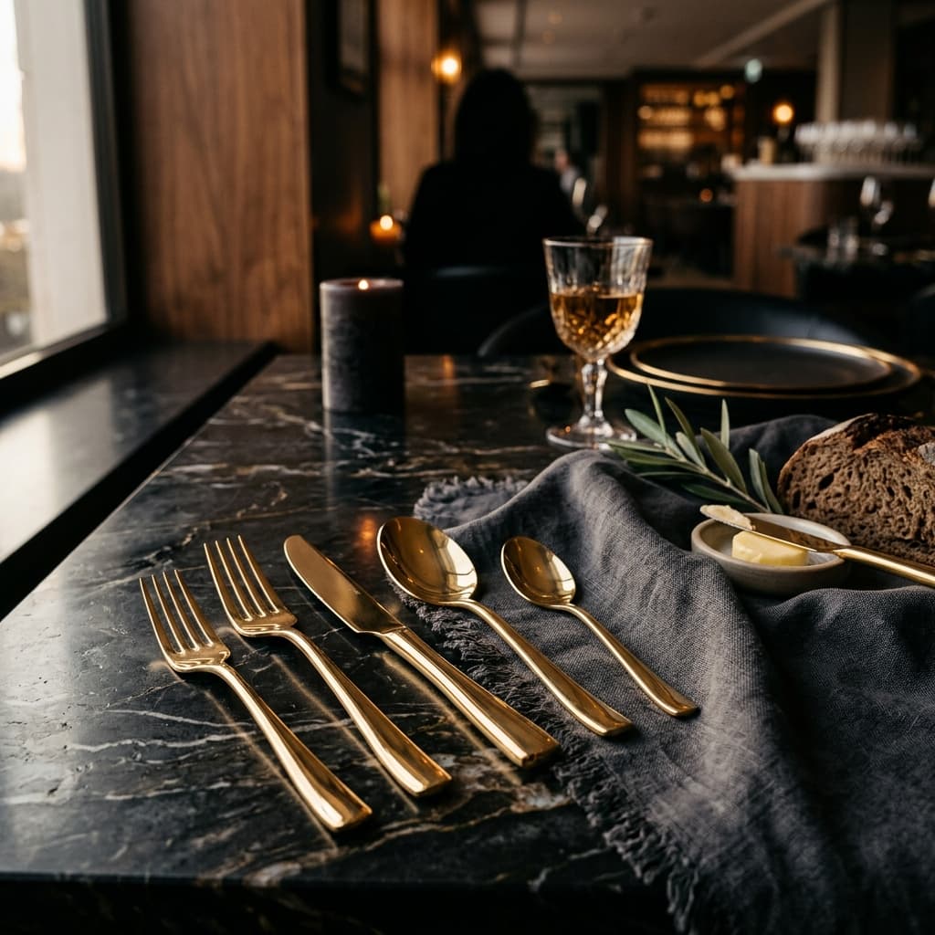 Luxury gold silverware background